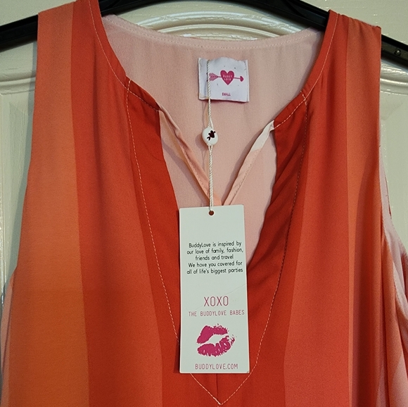Buddy Love NWT peach and coral striped hi low maxi dress size SMALL - Picture 4 of 5